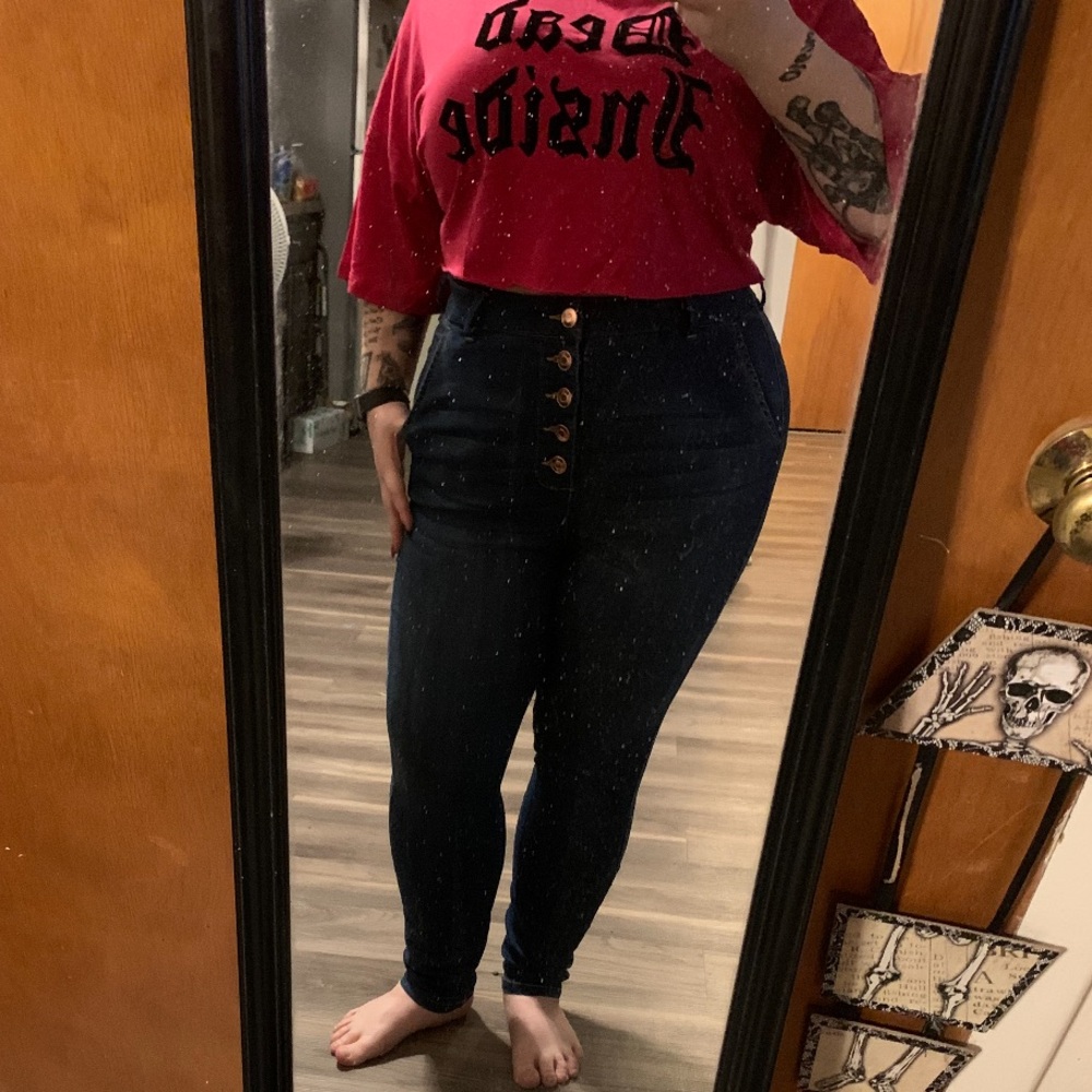 Fashion Nova Super High Rise Ankle Jeans Dark Wash